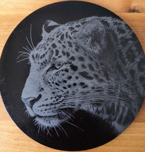 Engraved Leopard Coaster