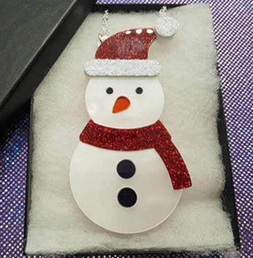Laser Cut Acrylic Snowman Necklace